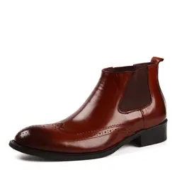 Зимние Для Мужчин's Бизнес высокая обувь Британский совет ботинки martin Мужская Мода полусапожки резные Для мужчин сапоги кожаные ботинки