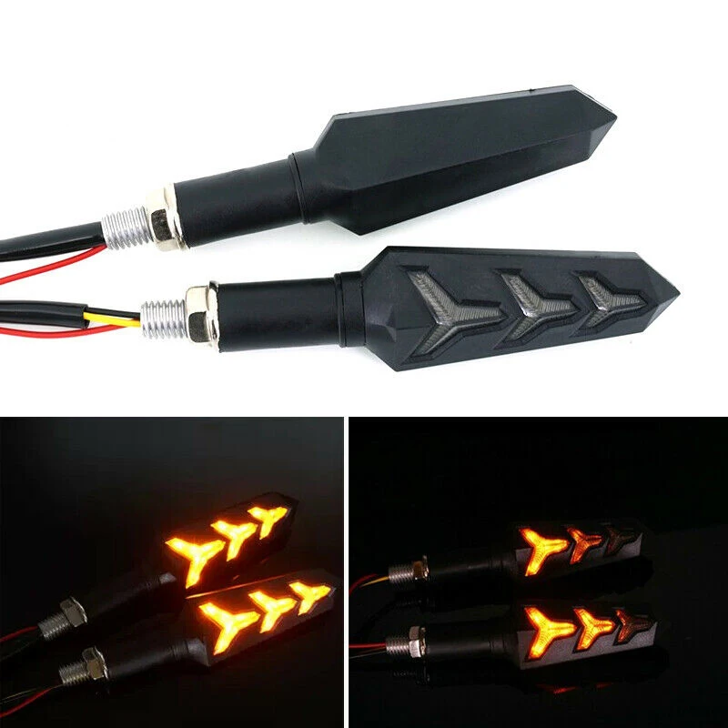 

Yetaha 2Pcs Motorcycle LED Turn Signals Flowing Water Blinker Flashing Lights Built Relay Bendable Tail Flasher Indicator Lamp