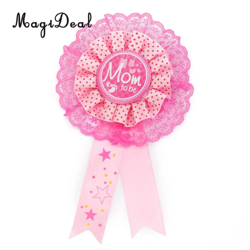 

MagiDeal High Quality New 1Pc Mom To Be Writing Award Ribbon Badge for Baby Shower Wedding Engagment Party DIY Favor Craft Pink