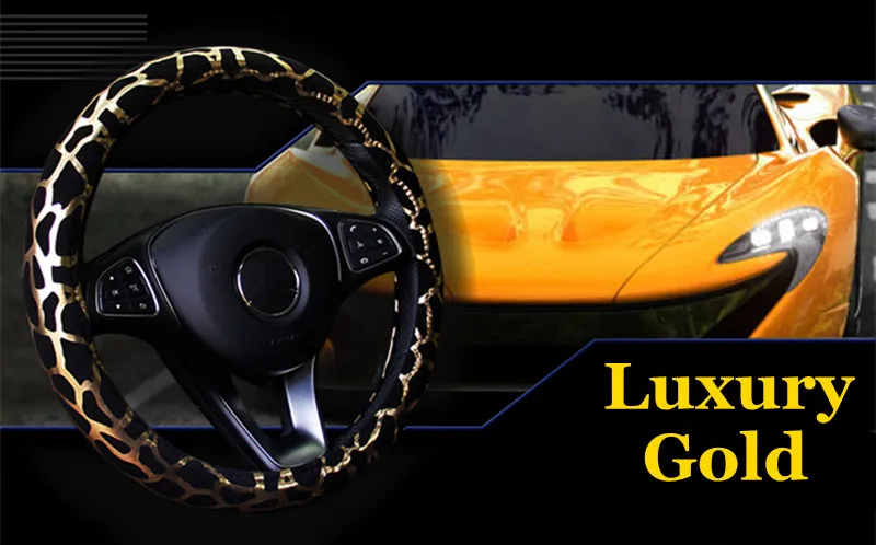 Shiny Leopard Print Design Car Steering Wheel cover Universal 37-38cm Car Styling Fit Women Girls Lady (12)