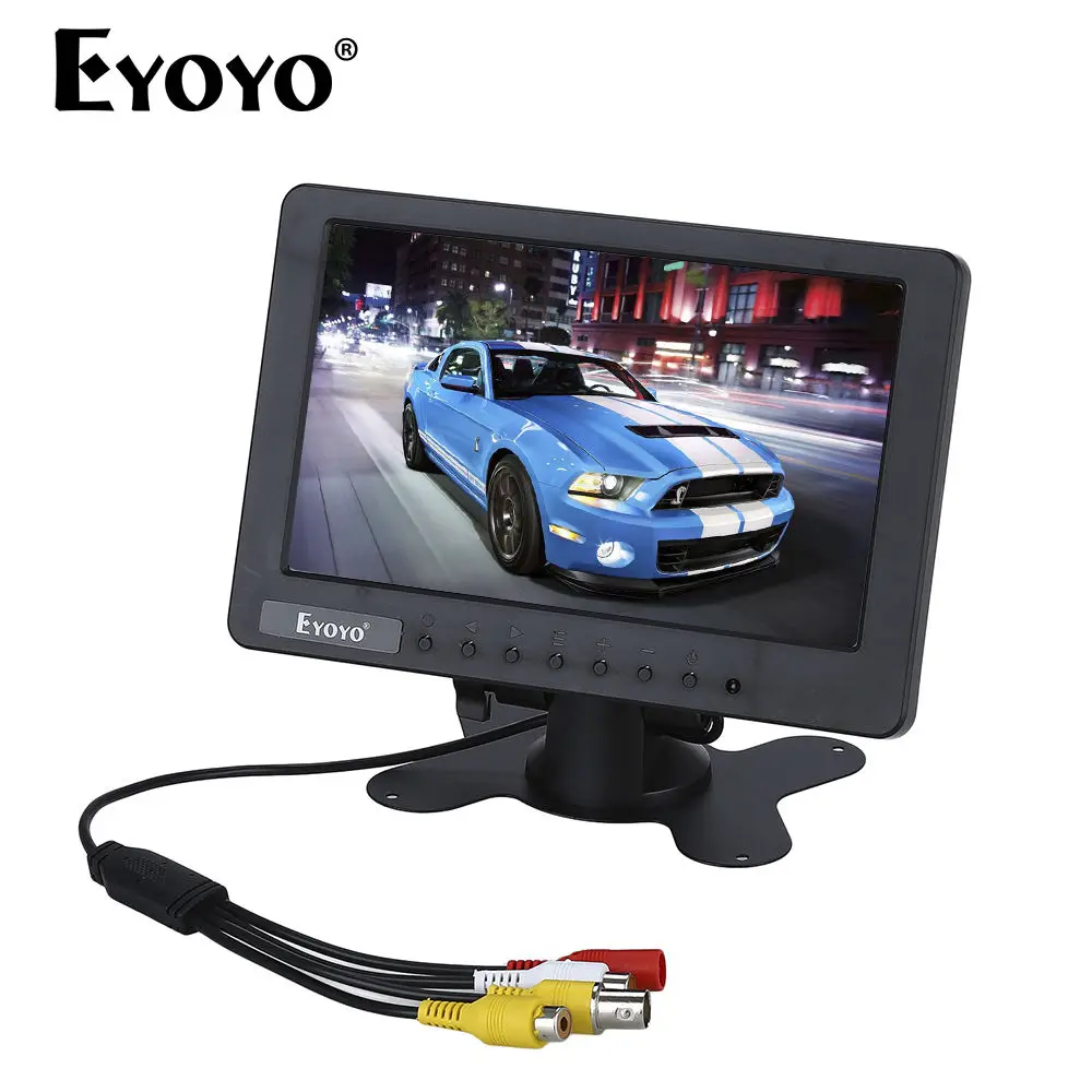 

Eyoyo S701 7" inch LCD TFT Color Monitor Display Video Audio BNC AV CVBS Input DC 12V For Car LCD TV DVR Built-in Speaker