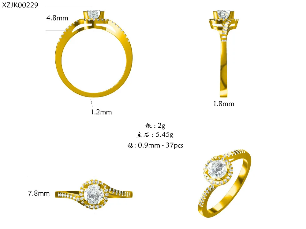 

HELON design ring 925 sterling silver 7mm round cut setting side stone Round cut zircon ring