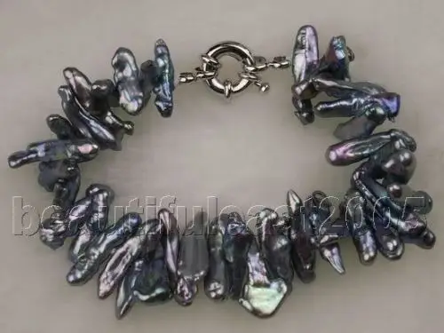 

Free shipping@@@@@ Rare&abnormal shape black pearl necklace&bracelet