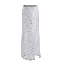 Горячая Распродажа Золотая Серебристая юбка Женская сексуальный длинный макси юбка однотонная высокая Талия Блестки винтажная Повседневная пляжная летняя юбка A20