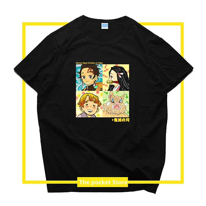 1 Demon Slayer: Kimetsu no Yaiba, унисекс, хлопковая футболка, японская, Harajuku, футболка, короткий рукав, летняя, пара, топы, женская одежда - Цвет: 1