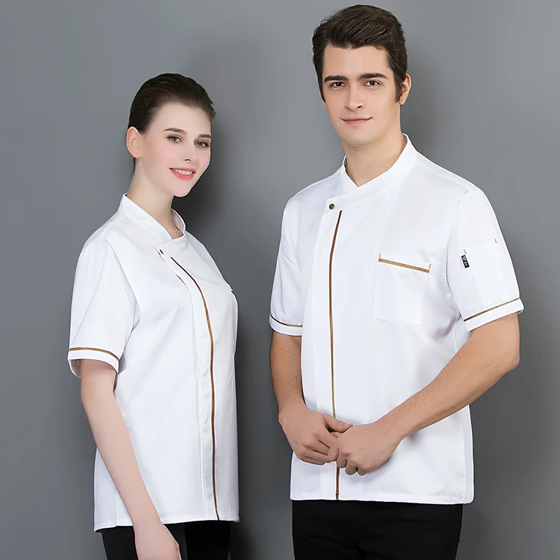 Chef Uniform Short Sleeve Phnom Penh Cook Jacket Summer Restaurant Hotel Barbers Work Shirt Unisex Wholesale Estampar El Nombre