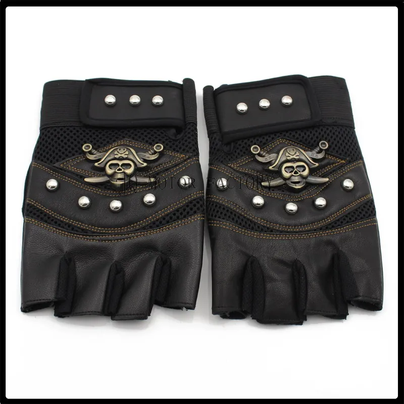 One Pair Hot Sales Leather Motorcycle cross Racing Gloves Half Fingers