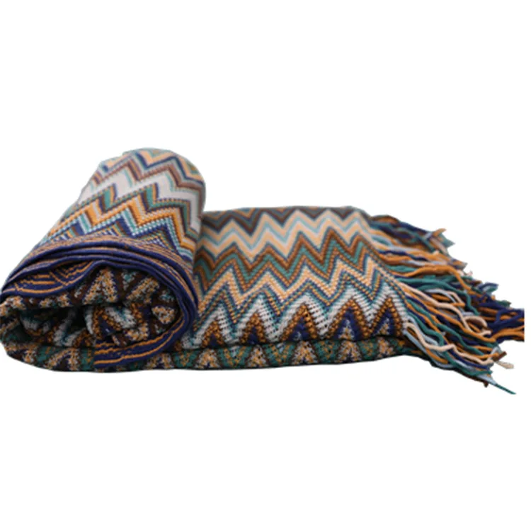 130x170cm Bohemian Indian Knitted Blanket Decorative Throw Blanket National Wind Sofa towel