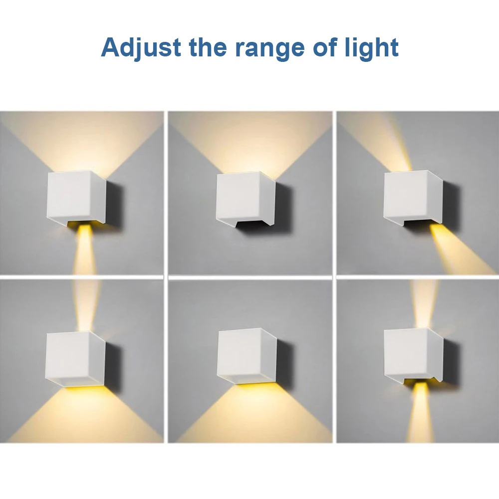 Светодиодный настенный светильник IP65 6 Вт 12 Вт Водонепроницаемый для наружного и внутреннего освещения светодиодный настенный светильник современный алюминиевый регулируемый угол AC90~ 260 в крыльцо свет
