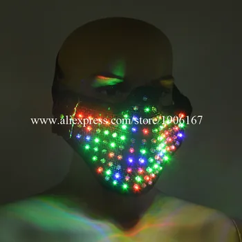 

Wholesale 5 Pcs Colorful Led Luminous Mask Illuminate Flashing Halloween Masquerade Party Mask Stage Performance Dancewear