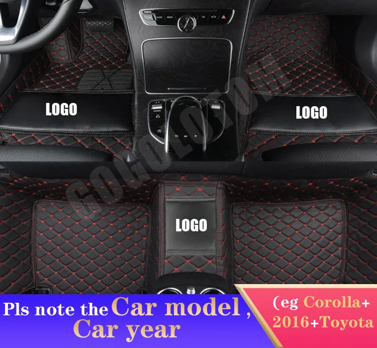 Автомобильные коврики для Volkswagen Vw с логотипом CC Passat B5 B6 B7 B8 Polo Golf 4 5 6 Tiguan Jetta Touran АВТО коврик для укладки - Название цвета: black red