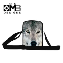 Маленький Курьерские сумки для мужчин Out Door Волк 3D печатных мини-сумка для мальчиков квадратный сумка для детей прохладный Сумки
