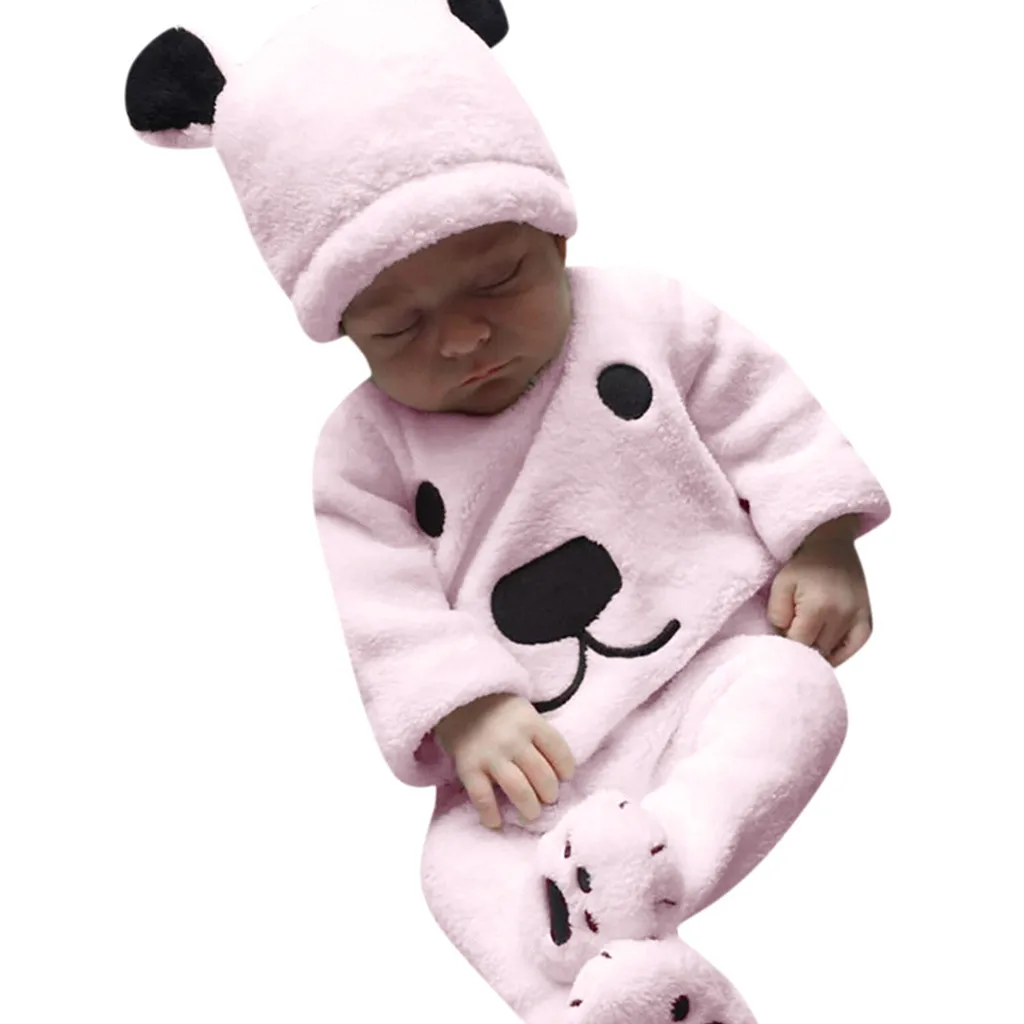 

MUQGEW 3Pcs baby Newborn Baby Girl Boy Cartoon Tops Pants Outfits Fluffy Warm Clothes roupa de bebe menina frete gratis