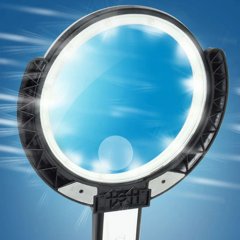 

New 5/11X Magnifying Glass with 8 LEDs Light Foldable Stand Table Magnifier Tool NE