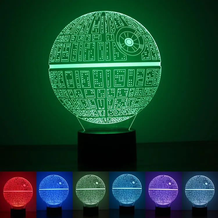 LED Night Lamp new dead star rainbow color 3D night light button USB environmental protection LED Star Wars gift LED Night Lamp new dead star rainbow color 3D night light button USB environmental protection LED Star Wars gift