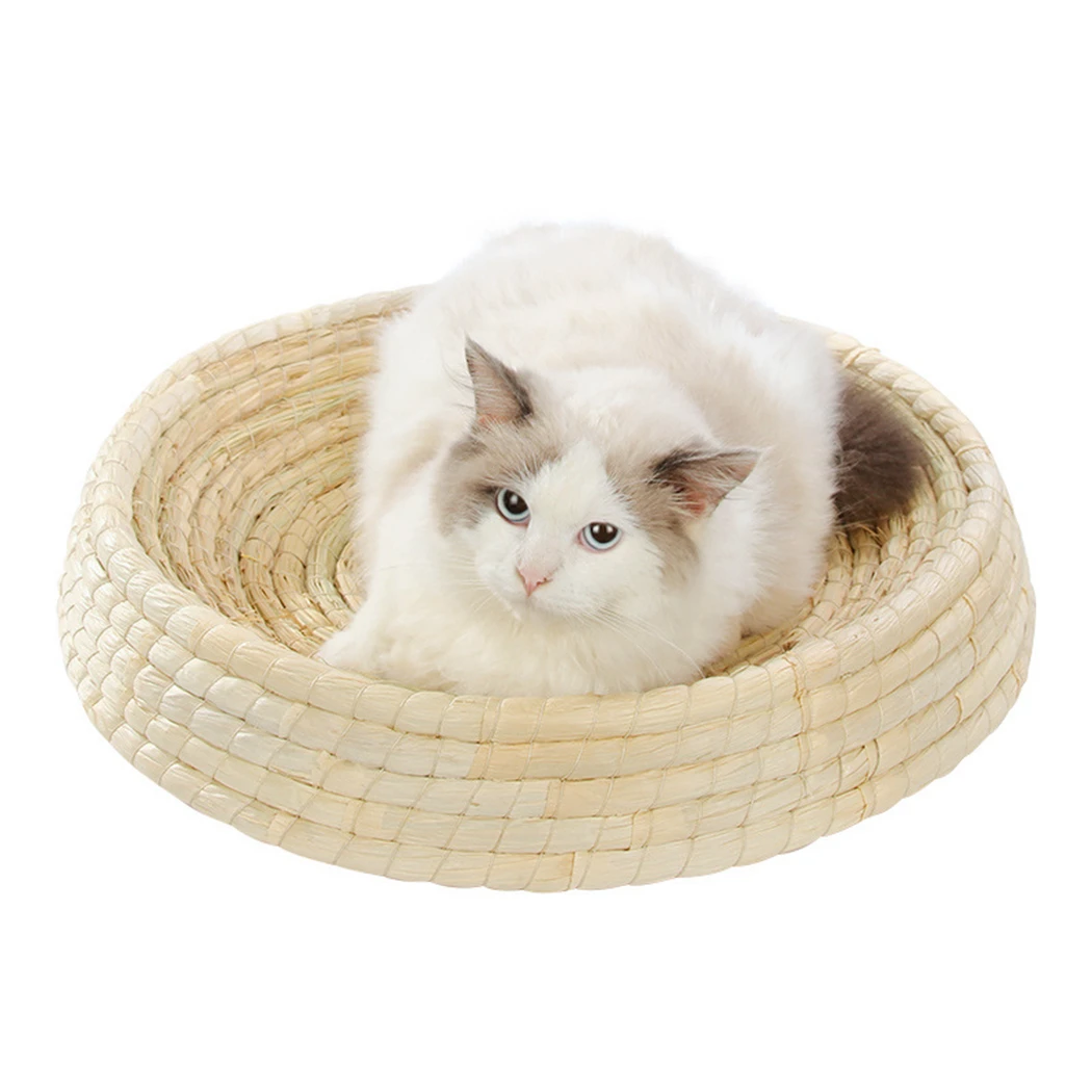 Summer Comfortable Soft Pet Nest Bed Creative Round Straw Cat Dog Bed