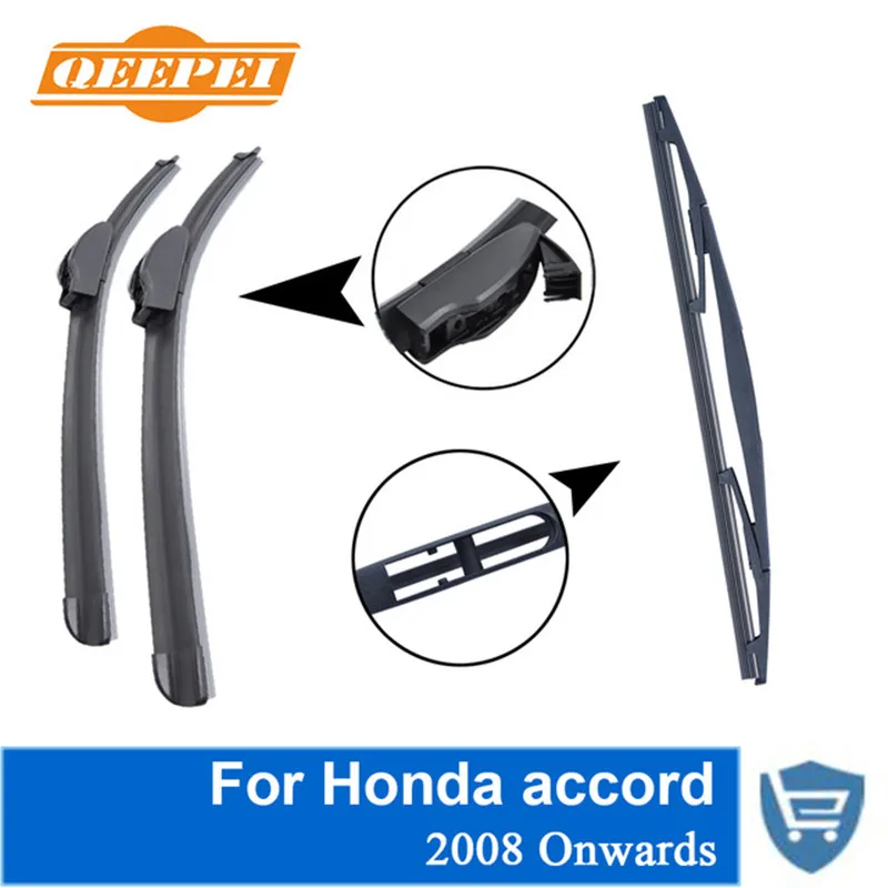 

QEEPEI Front and Rear Wiper Blade no Arm For Honda accord 2008 Onwards High quality Natural Rubber windscreen 24''+22''