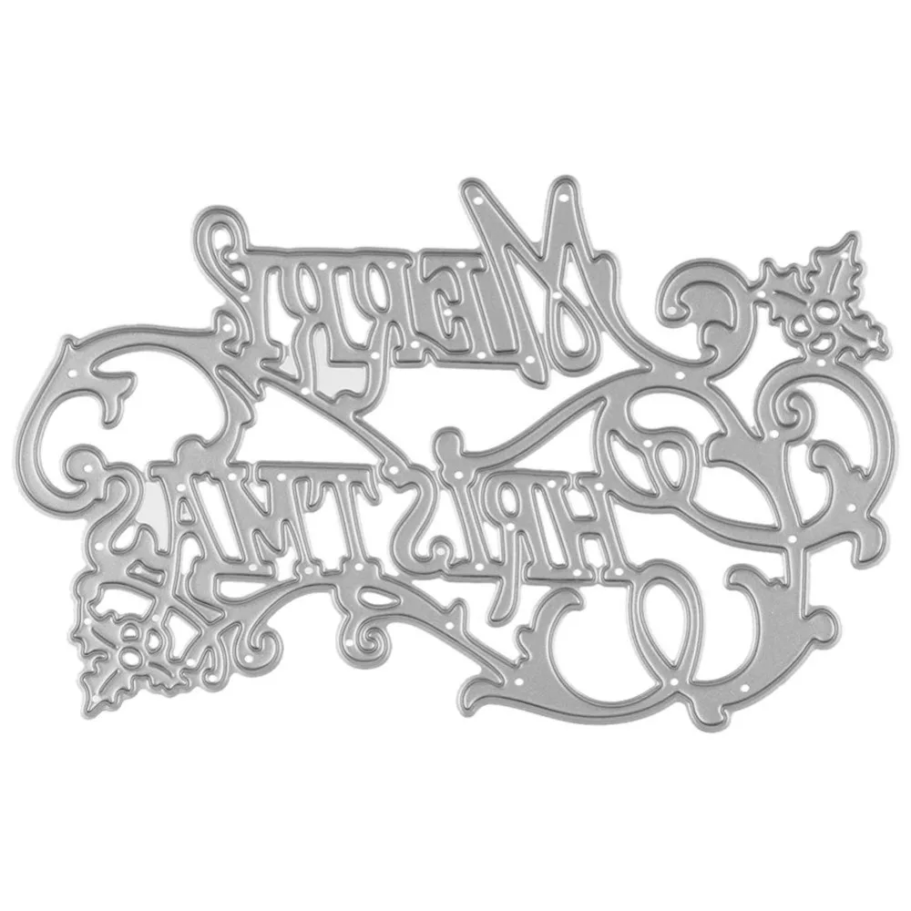 JX-LCLYL 115x74mm Merry Christmas  DIY knife molding  knife mold carbon steel Metal Cutting Dies Stencils
