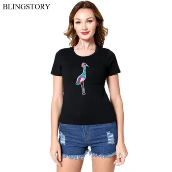 

BLINGSTORY Funny T Shirts Women Short Sleeve O-neck Embroidery Tops Casual Tee Plus Size Cotton Tops 4XL 5XL 6XL