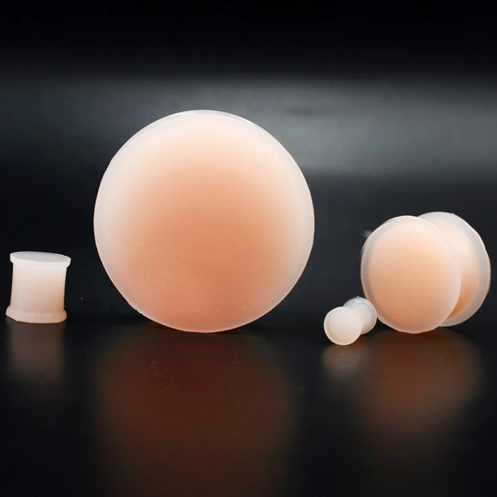 

1Pair Silicone Flexible Double Flared Ear Plugs Flesh Tunnel Ear Gauge Expander Stretcher Earrings Big Size Ear Piercing Jewelry
