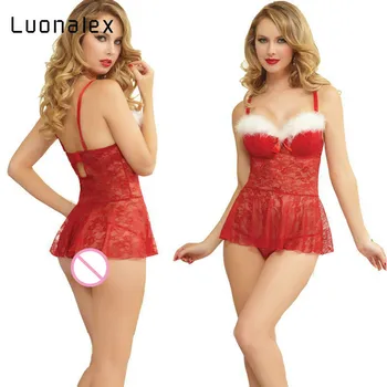 

Luonalex Christmas Women Sexy Lingerie Underwear Temptation Briefs Panties Babydoll Teddy Costume Cosplay Erotic Dress Sleepwear