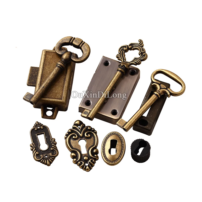 HOT 5Sets Vintage Antique Metal Drawer Locks Retro Padlock Jewelry