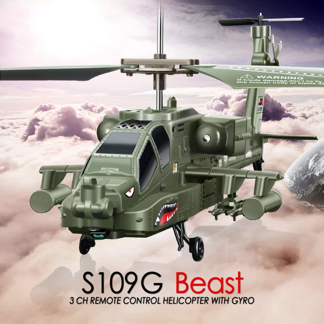 SYMA S109G Mini 3 5CH RC Helicopter AH 64 Apache Helicopter Gunships Simulation Indoor Radio Remote
