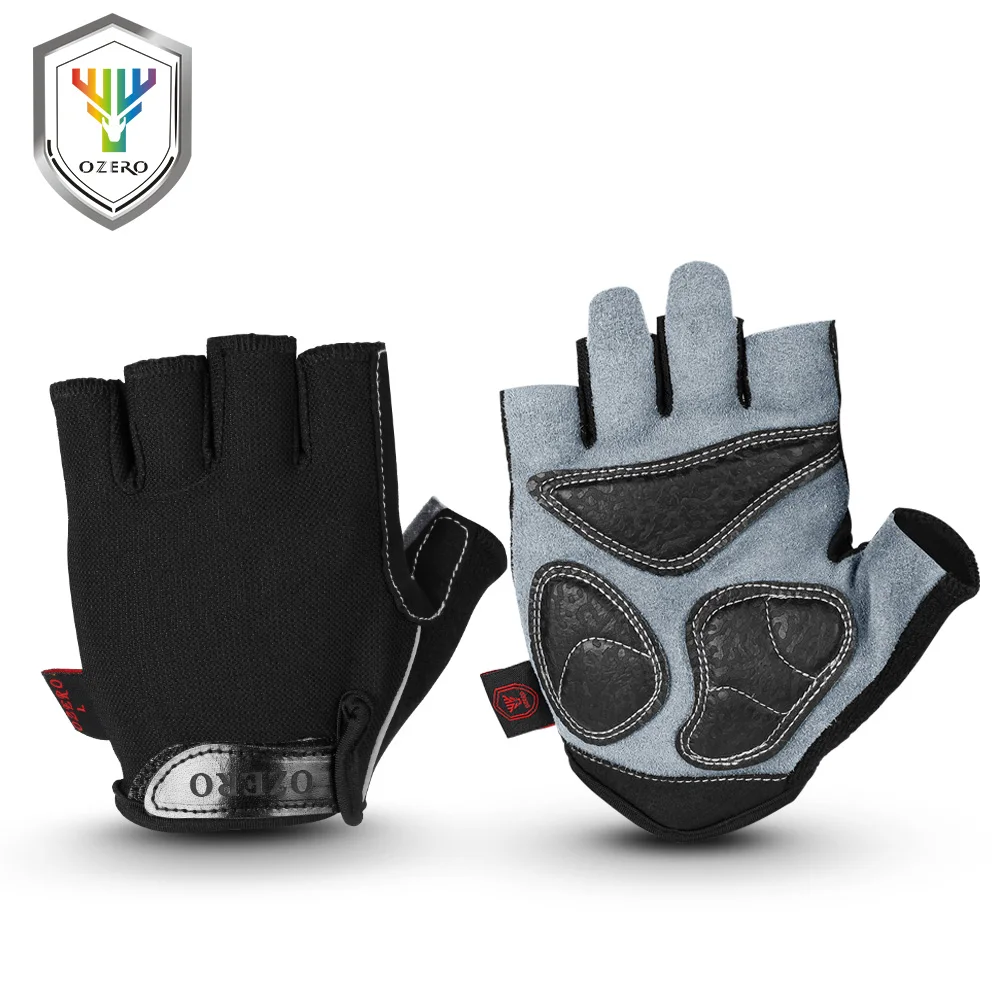 

OZERO Gym Gloves For Cycling Bike Half Finger deerskin Shockproof Motorcycle Mountain Bicycle Men Women Training Sports Gloves