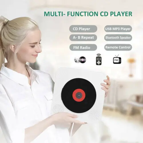 Настенный CD плеер с объемным звуком FM радио Bluetooth USB MP3 дисков портативный