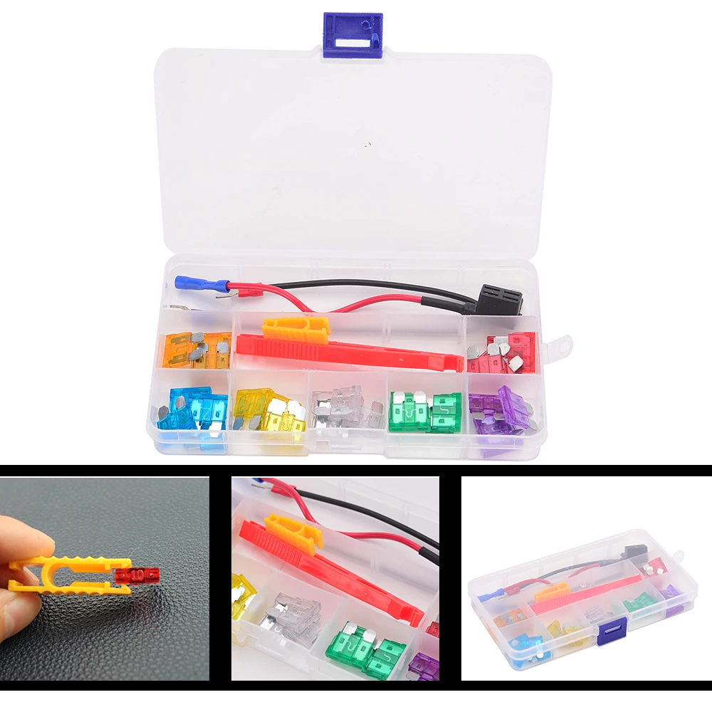 28Pcs 12v car fuses set boxes circuit breakers blade fuse holder block