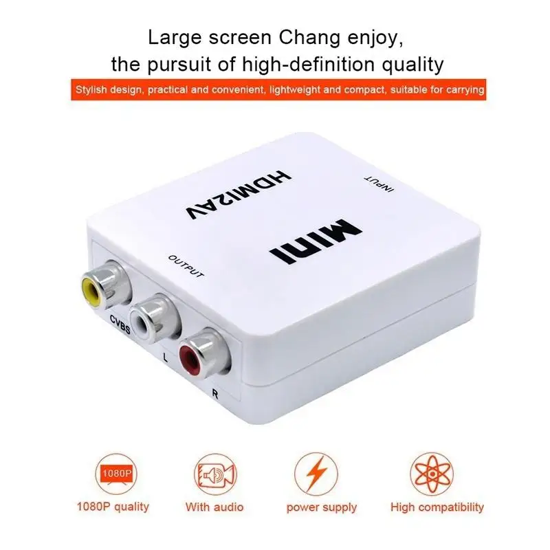 HDMI2AV Мини HD 1080 P цифровой видеопреобразователь Box HDMI RCA AV/CVSB Stereo L/R видео конвертер адаптер Поддержка NTSC PAL Выход HDMI К AV