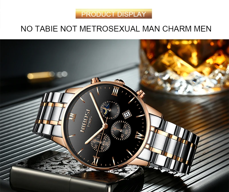 NIBOSI Dress Watch Men Gold 2018 Luxury Brand Men's Watch Waterproof Stainless Steel Famous Wristwatch Man Clock Water Resistant (6)