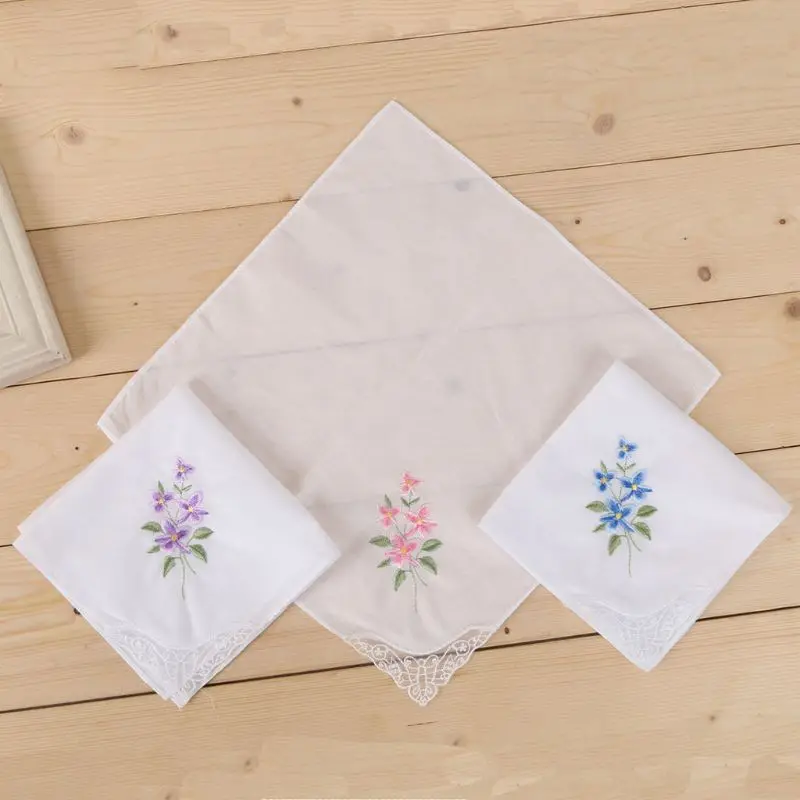 3 шт. для женщин основной белый квадратный платок цветочной вышивкой Карманный платок кружево хлопок детские нагрудники карманное