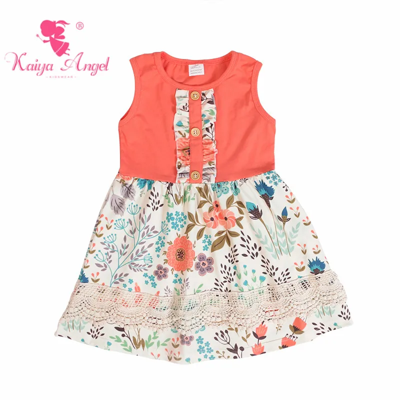Kaiya Angel Spring Girl Beach Floral Dresses Yellow Tulips Windmill Flower Baby Kids Party Princess Clothes Factory Wholesale | Детская
