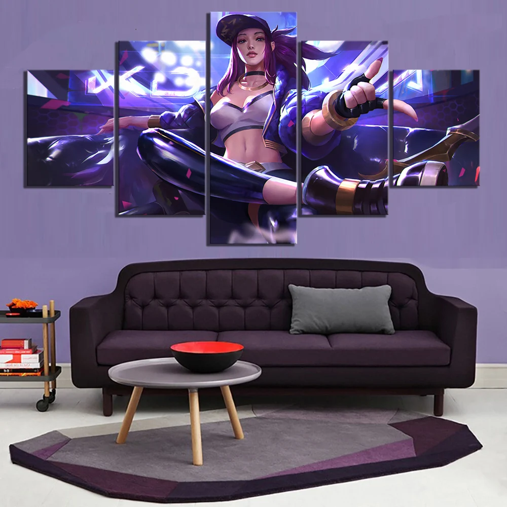 

5 Piece HD Picture Kda Akali Lol League of Legends Game Poster Digital Art Artwork Canvas Paintings for Home Decor Wall Art