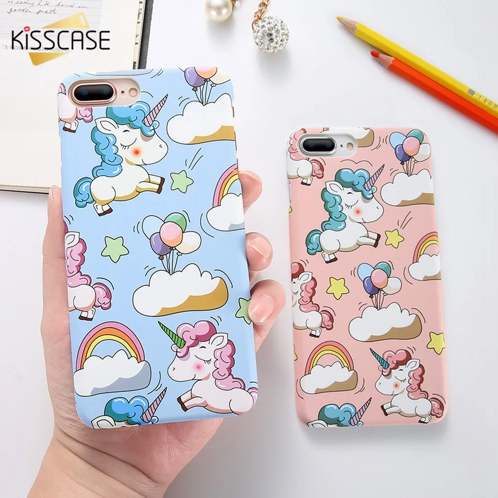 

KISSCASE Cute Unicorn Case For iPhone X XS Max XR Cartoon Soft Cases For iPhone 8 7 6S 6 Plus 5S SE 5 Hard PC Back Cover Shell