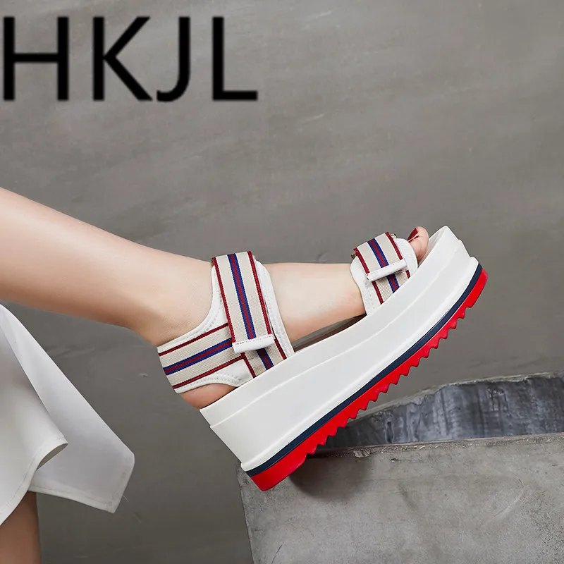 

HKJL Summer 2019 New Sandals Waterproof Platform with Slope-heeled Flat-soled Muffin and Thick-soled Women's Sandals A465
