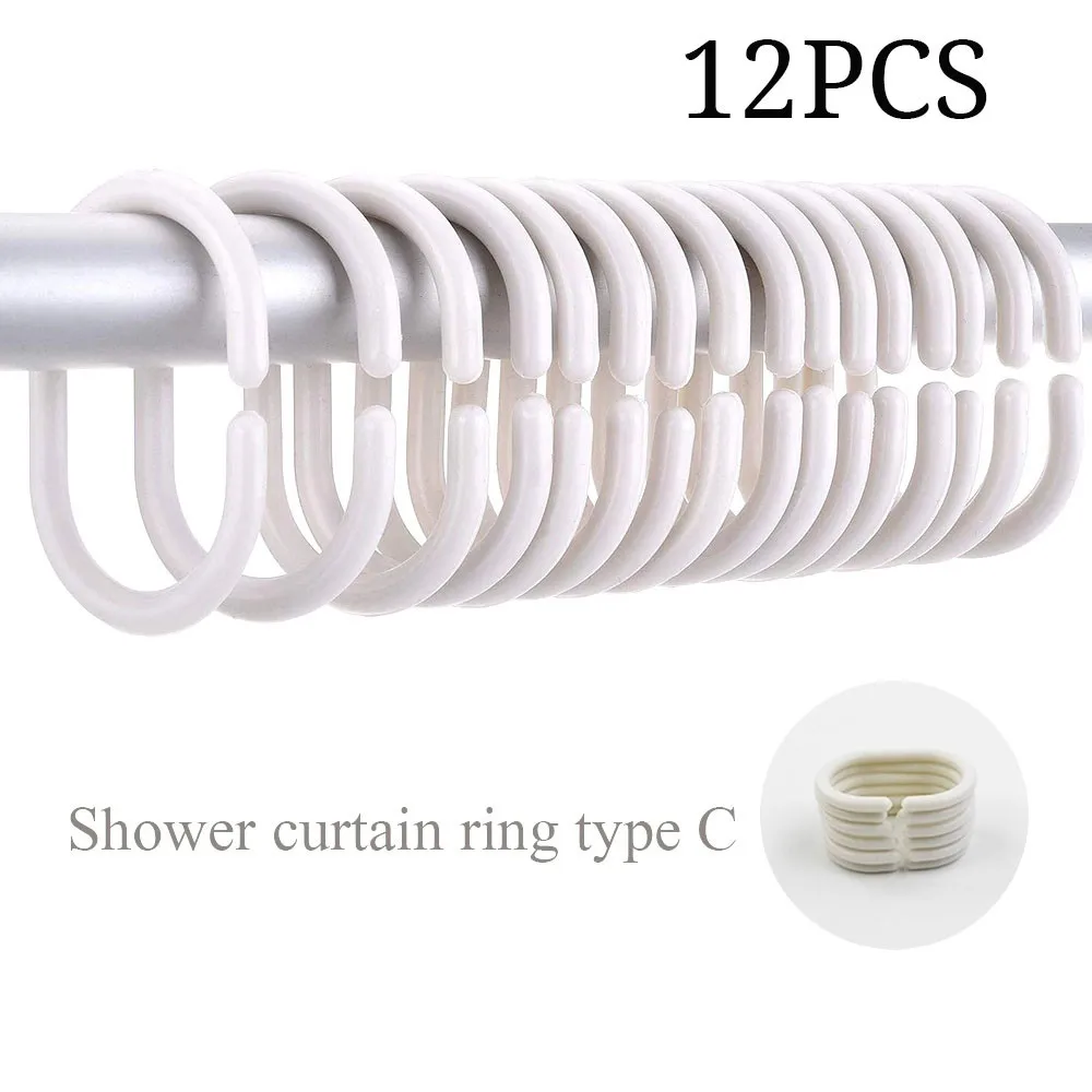 

2018 New Shower Curtain Rings Clear Set of 12 Silicone Rubber #NE827
