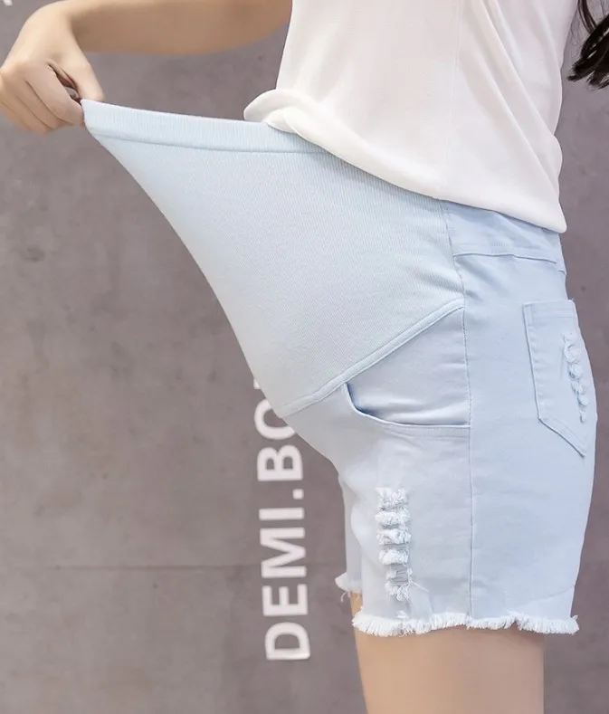 Летние обтягивающие джинсовые эластичные повседневные шорты для беременных, рваные джинсовые штаны с высокой талией