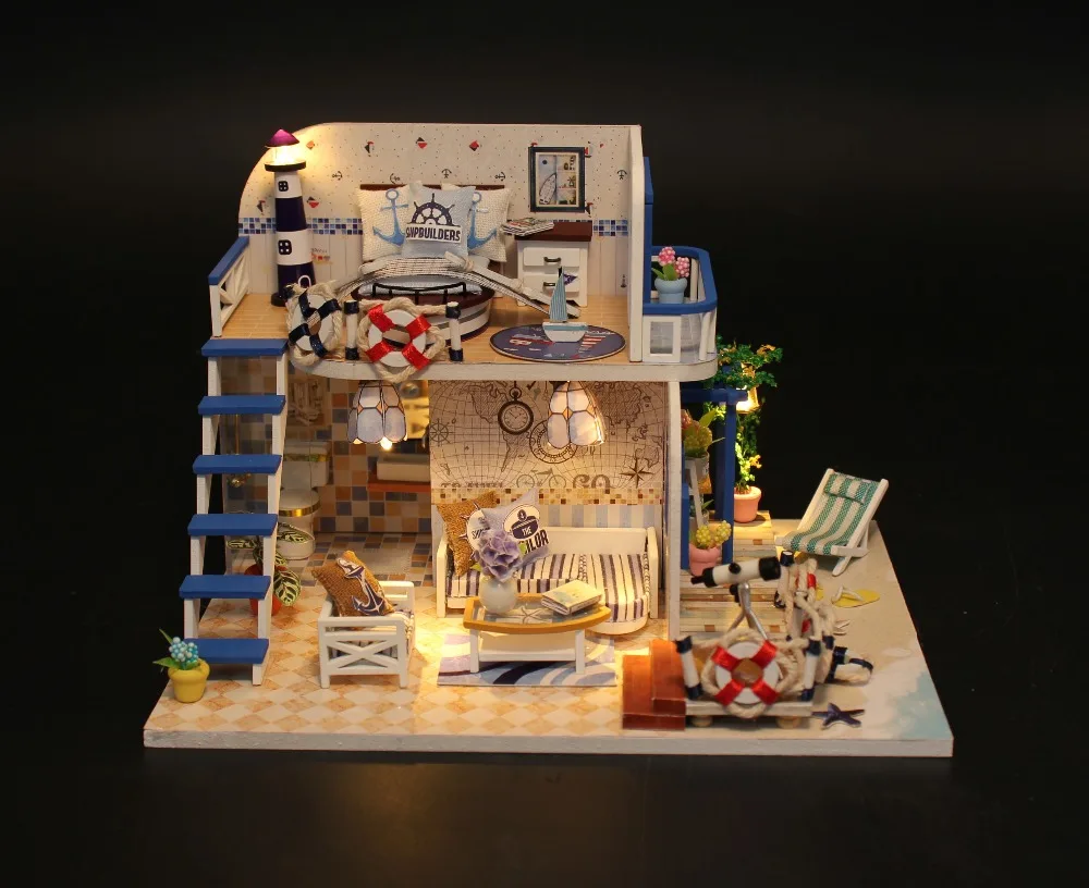 Doll house Miniature with Furniture light DIY Wooden DollHouse Kit Creative Room for Christmas Gift Idea Doll house Miniature with Furniture light DIY Wooden DollHouse Kit Creative Room for Christmas Gift Idea