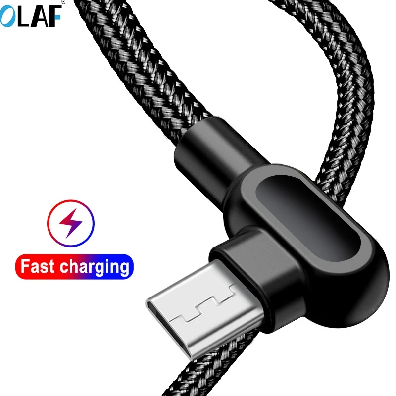 

OLAF 1m 90 Degree USB Micro Data Lines Charging Cable Double Curved Phone Charger Cabel For Samsung A3 A5 A7 2017 Xiaomi Huawei