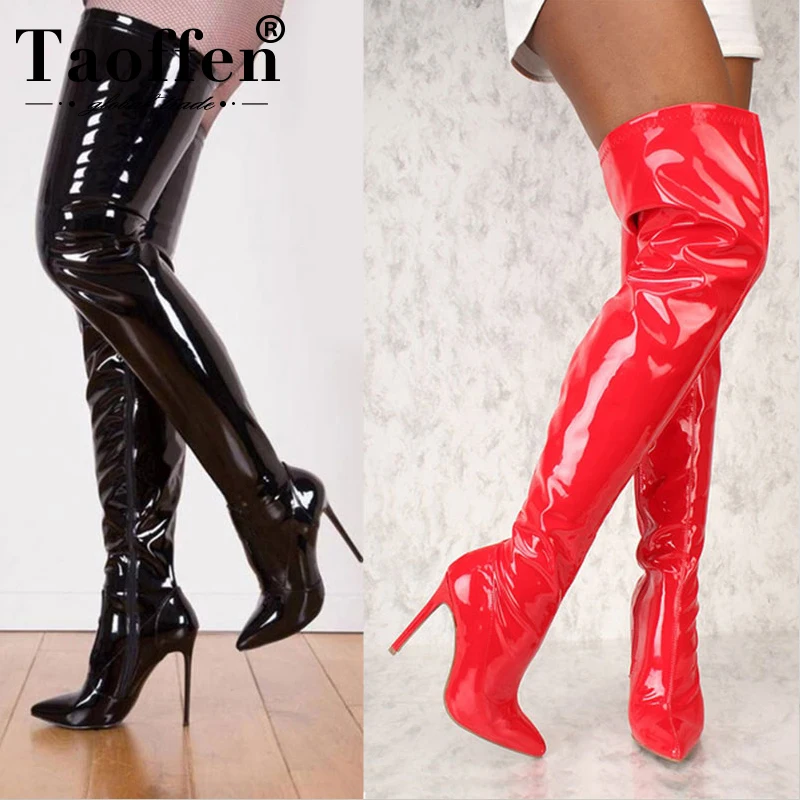 

Taoffen Plus Size 33-48 Winter Over The Knee Boots Brand New Pointed Toe Women Shoes Sexy Thin High Heel Party Shoe Woman