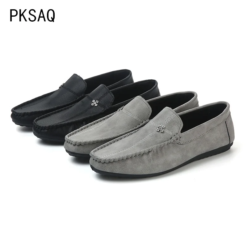 

Spring Summer New Men Casual Shoes Solid Color Men Lightweight Breathable Fashion Soft Leather Flat Shoes Sneakers