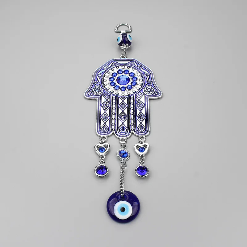 Счастливый синий стеклянный сглаза Фатима висячий ХАМСА брелок в виде руки большой стиль украшение дома Офис протектор орнамент