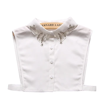 

Women Rhinestone Embroidery False Collar Detachable Fake Necklace Cloth Accessories