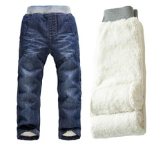 Новое поступление, джинсы для мальчиков, повседневные джинсы, плотные зимние теплые штаны, детские модные хлопковые зимние штаны