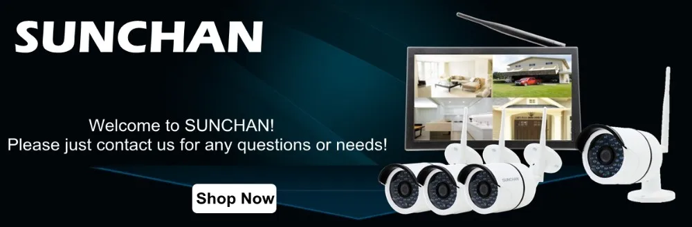 SUNCHAN 4CH 960P Wireless Home Security Camera System Outdoor Network IP Camera Night Vision 4CH Wifi NVR Kits With Monitor CCTV Kits