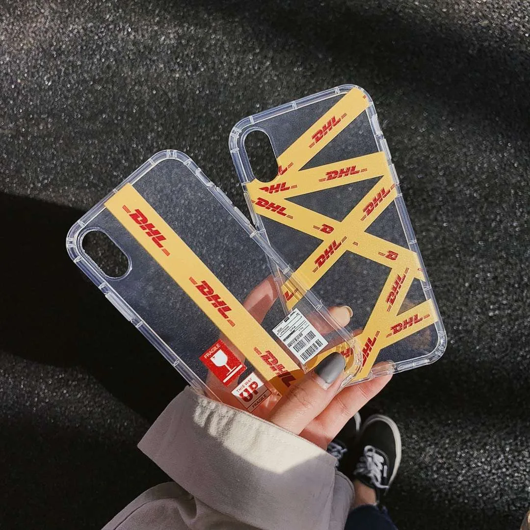 

International Logistics courier label case for iPhone 11 PRO X XS Max Xr 8 7 6 6s Plus air transparent soft silicon cover coque