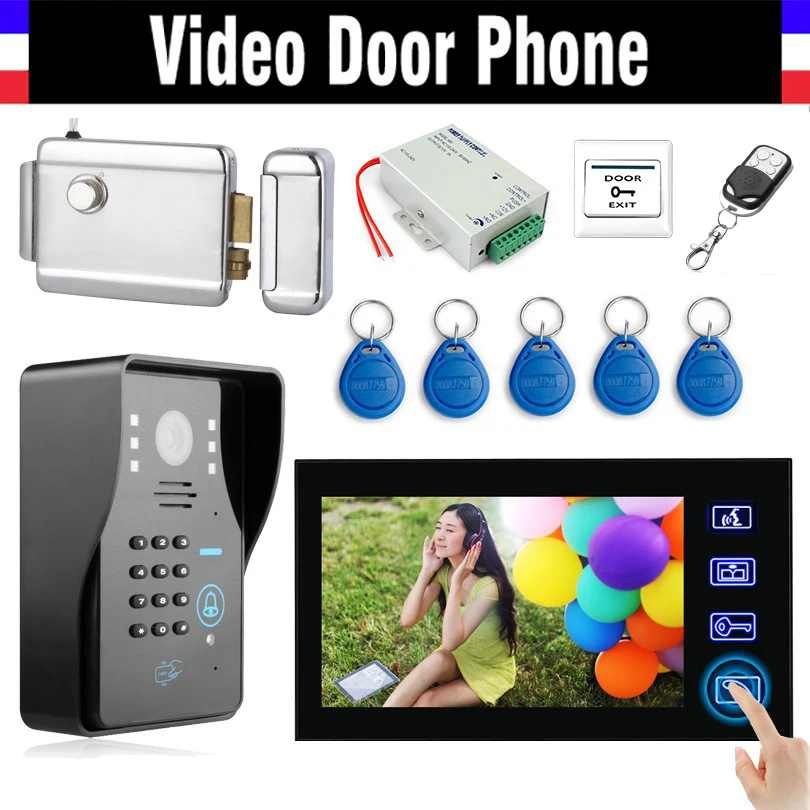 7 Inch LCD Wired Video Door Phone Intercom Kits Video Doorbell System Code Keypad Electronic Door Lock RFID Remote Control 7 Inch LCD Wired Video Door Phone Intercom Kits Video Doorbell System Code Keypad Electronic Door Lock RFID Remote Control