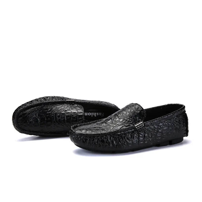 JKPUDUN большой Размеры итальянский Для мужчин s Лоферы под крокодиловую кожу роскошная кожаная обувь Брендовая Дизайнерская обувь модные туфли на выход Для мужчин повседневная обувь для вождения - Цвет: black shoes men